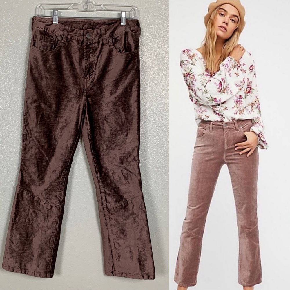 Free People Five Pocket Velvet Crop Pants 30